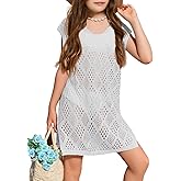 Girls Hollow Out Knitted Swimsuit Cover Up Kids Fashion Split Hem Coverups Beach Dress 7-14 Years
