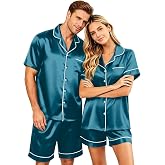 Couples Matching Pajamas Halloween Pajamas Cute Print Short Sleepwear Set | Luxury Silky Satin Fabric, Classic Cute Halloween Pattern, Matching Couple Style, Ideal for Halloween Party and Home Rest