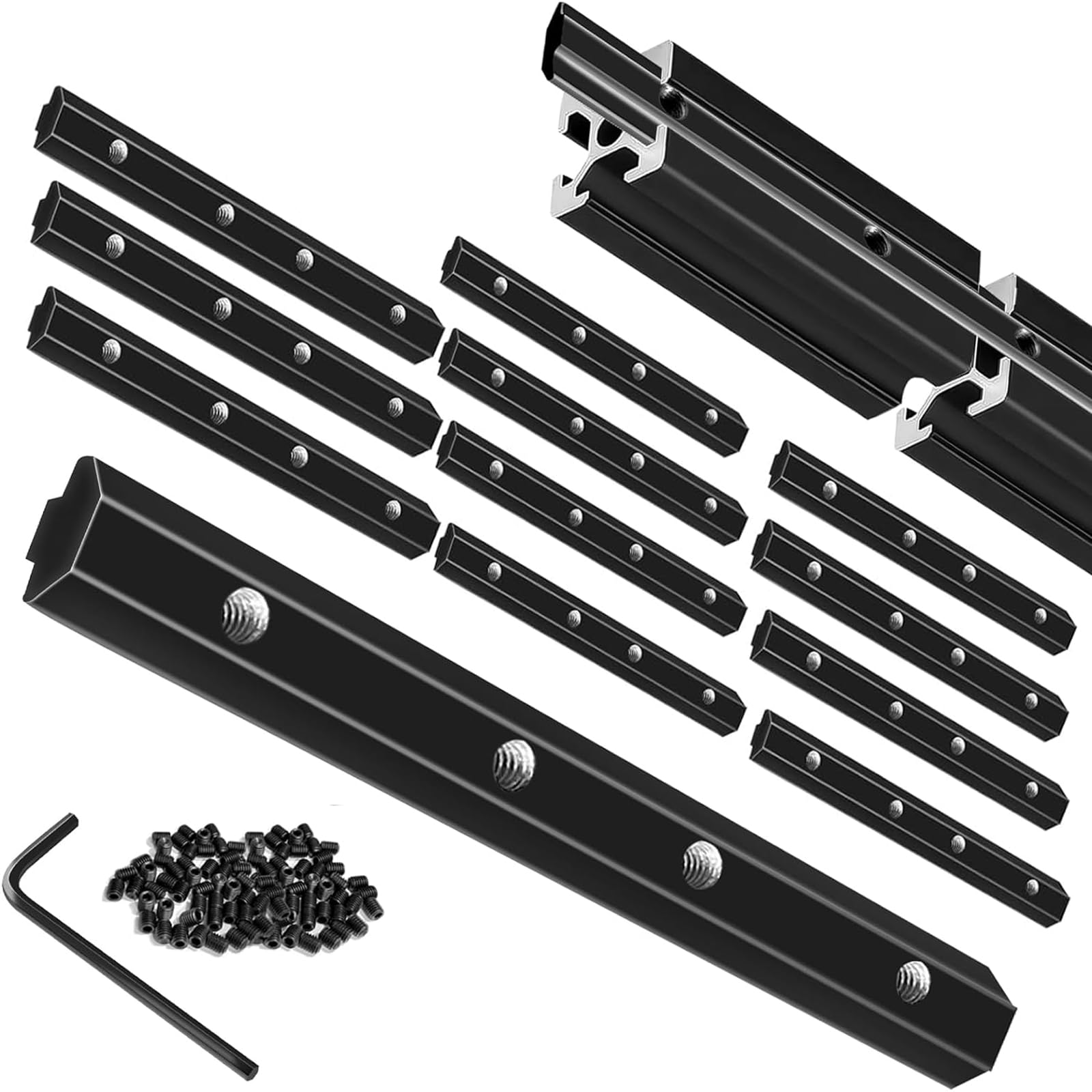 Photo 1 of Seekliny 12pcs 4040 Straight Connector Corner Bracket Joint Plate 4040 Hardware T-Slotted Accessories V-Slot with Screws for 4040 Aluminum Profile 3D Printer Accessories Black