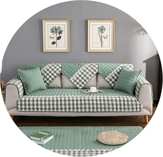 Amazon Com Blue Green Red Plaid Sofa Cover Pure Cotton Quilting