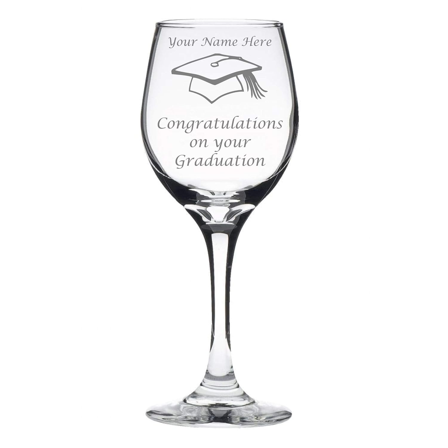 Personalised Engraved 240ml Wine Glass with Graduation Design Amazon