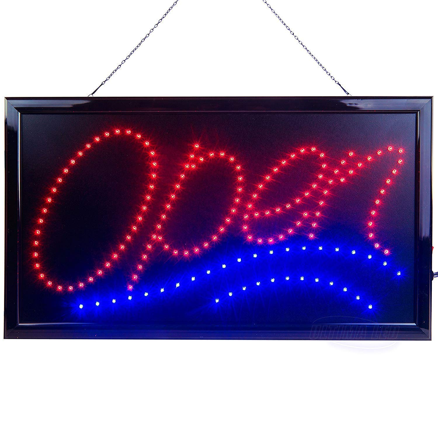 = Open LED Sign= New SSS® Bright NEON Professional Powerful Animated Flashing Display Hanging Chain Included Signs 45cm x 25cm x 2cm
