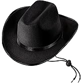 MEMOVAN Black Cowboy Hat for Toddler Western Cowgirls Hats Felt Cowboy Hat Retro Wide Brim Western Hats for Kids Dress Up