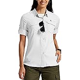 MoFiz Womens UPF 50+ UV Sun Protection Safari Shirts Long Sleeve Outdoor Cool Quick Dry Fishing Hiking Gardening Shirts