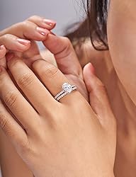 Oivley 2CT Oval Engagement Rings for Women Sterling