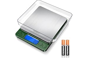 CHWARES Food Scale, Kitchen Scale with Trays 3000g/0.1g, Small Scale with Tare Function Digital Scale Grams and Ounces for Weight Loss, Dieting, Baking, Cooking, Meal Prep, Coffee, Green