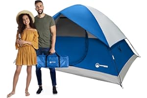 WAKEMAN 4 Person Camping Tent with Rainfly and Carrying Bag - Easy Pop Up Family Tents for Camping Essentials, Beach, Hiking, Backpacking, Mountaineering and Camp Travel