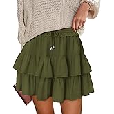 onlypuff Flowy Shorts for Women Ruffle Skorts Tiered Teen Girls Country Concert Outfits Golf Tennis Skort Under Sweater Skirt