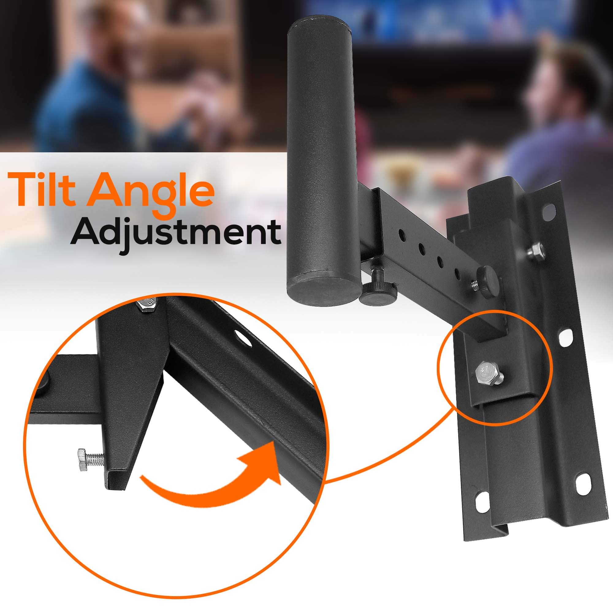 Pyle Mount Speaker Bracket Stands-Dual Universal w/ 12.5'' Distance from Wall, 90°-30° Angle, Tilt, Rotation Adjustment & Solid-Steel Pin Serves as Safety-Stop (Pair) PSTNDW15