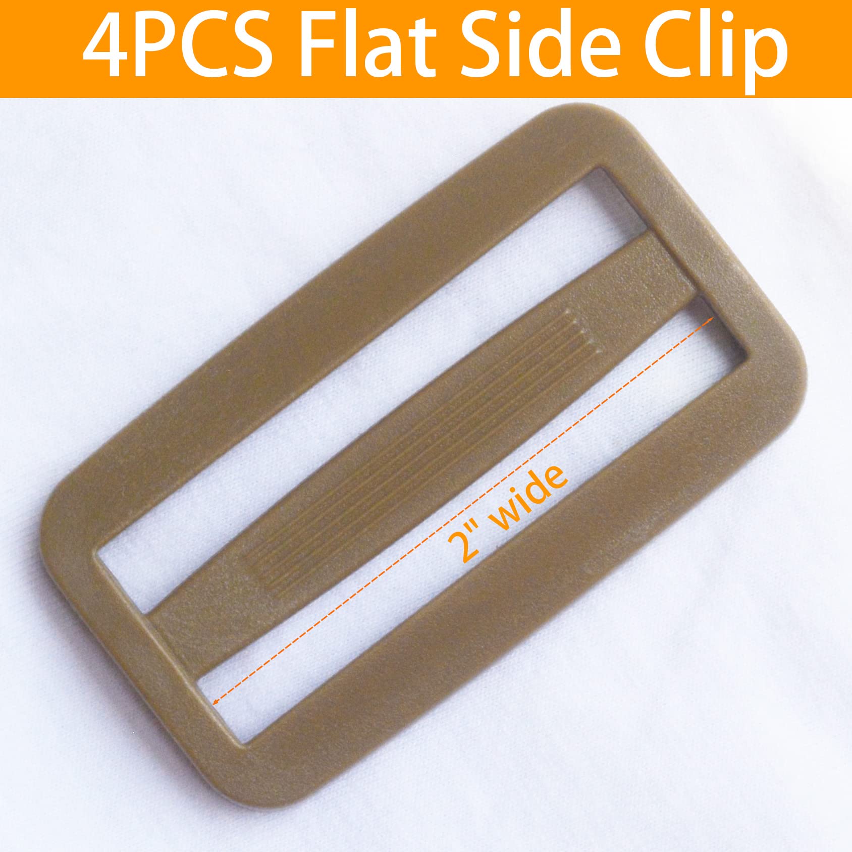2 Inch Belt Buckle Clip, 2 Pack Quick Side Release Buckles Extra Thick Dual Adjustable Heavy Duty Plastic Buckle Replacement for 2''(50mm) Nylon Webbing Strap Boat Cover Backpack, No Sewing Tan