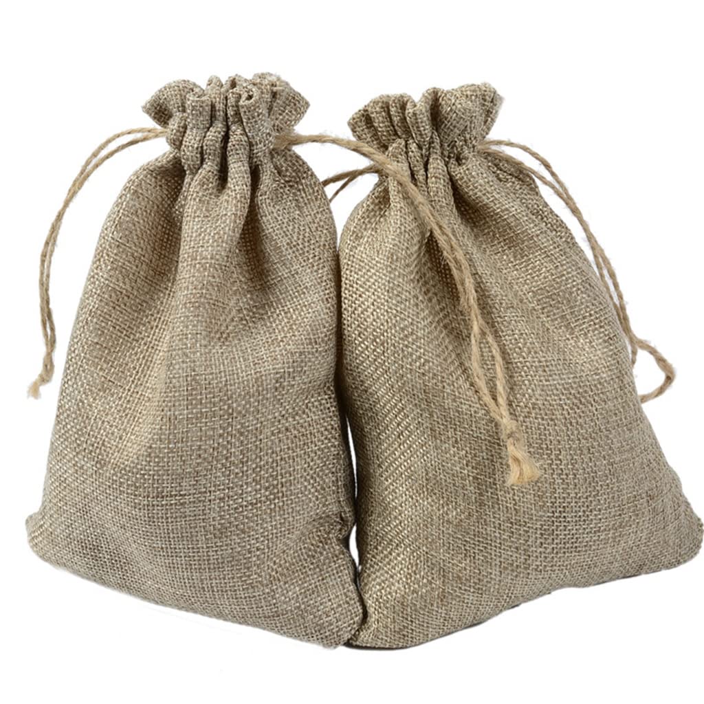Egurs Burlap Bags with Drawstring Resusable Linen Jute Gift Bags for Jewelry Bags Wedding Party and DIY Craft 15 * 20cm