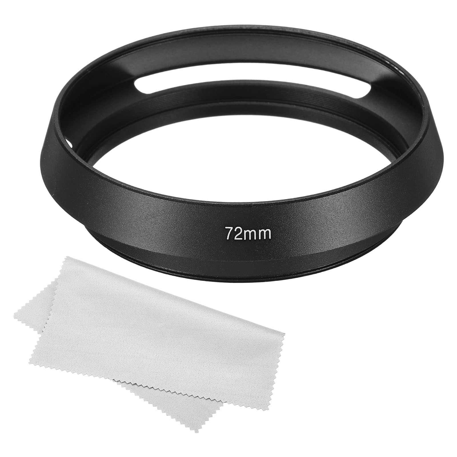 PATIKIL 72mm Lens Hood, Standard Vented Matte Surface Anti-reflective Inside Hood with Cleaning Cloth for Camera Lens, Black for Nikon, for Fujifilm, for Pentax, for Leica