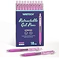 WRITECH Retractable Gel Ink Pens: 0.7mm Medium Point Red-Ink Color Pen for Journaling Smooth Writing Fine Tip Quick-dry Ink No Bleed Set 10ct