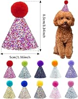BIPY 10 Pack Mini Party Hats for Plush Toys Teddy Bears Adjustable Headband view 2