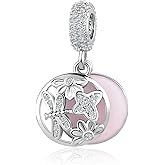 Luluadorn Pink Dragonfly Butterfly Flower Charms for Pandora Bracelets Necklace Pendant Dangle Bead Butterfly Charm for Women Birthday Gifts Jewelry