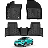 T TGBROS Floor Mats Custom Fit for Toyota CHR 2018-2023 All-Weather Floor Carpet Liners TPE 2 Row for CHR Accessories Non-Slip Heavy Duty Odorless Black