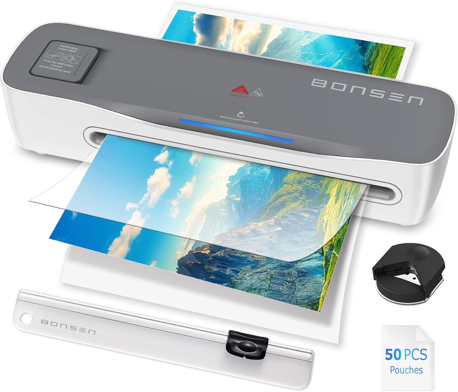 Laminator Machine, 4 in 1 Thermal Laminator with 50 Laminating Pouches, A4 Portable Laminator with Paper Trimmer and Corner Rounder, 9 Inches Personal Laminator for Home School Office