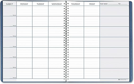 Amazon Com House Of Doolittle 50907 Teacher S Planner Embossed Simulated Leather Cover 11 X 8 1 2 Blue Office Products