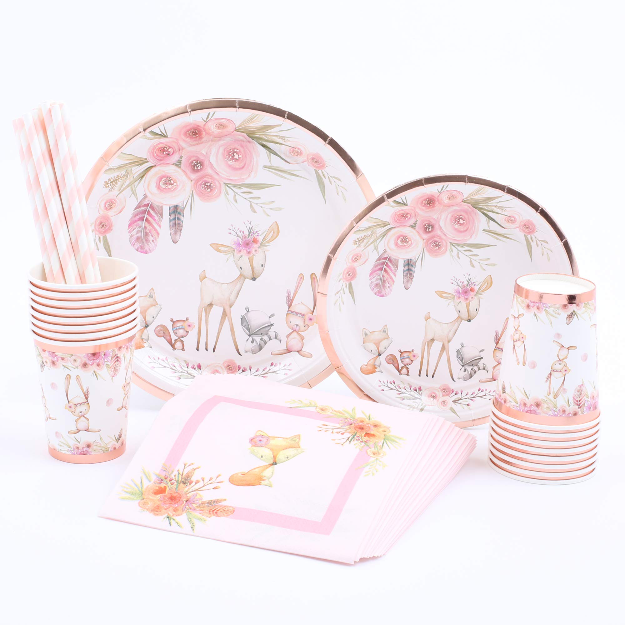 pink woodland baby shower decorations