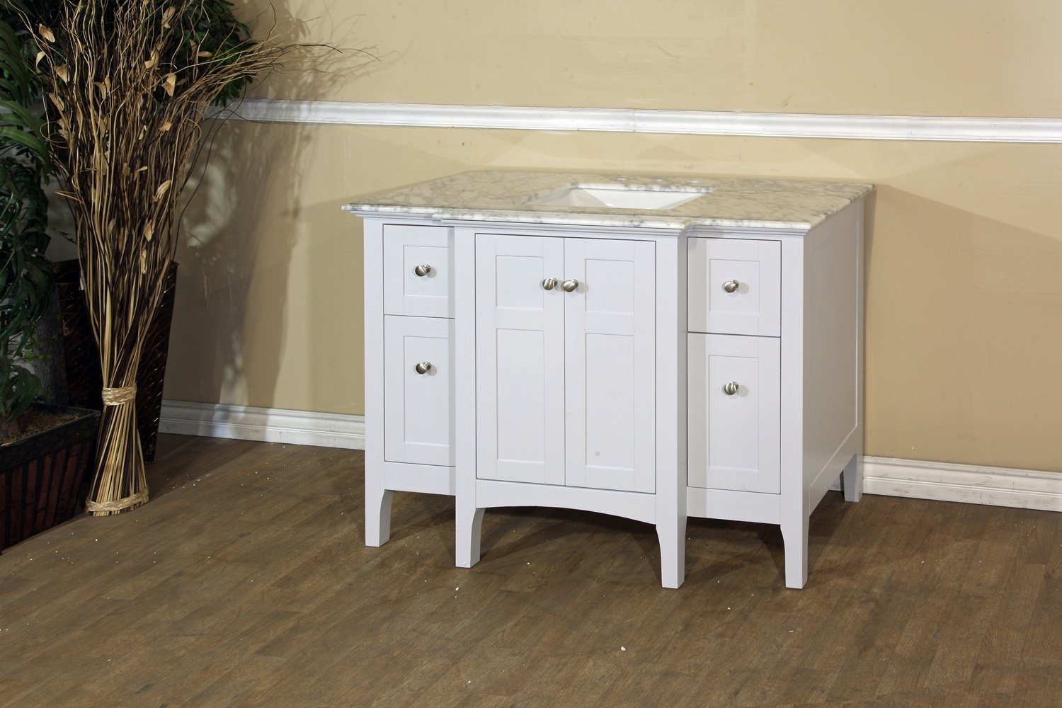 Wood Bellaterra Home 7614 Wh Single Sink Vanity Cabinet 44 Inch