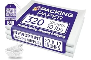 Purple Papers White Bulk Packing Paper | 320 sheets | 27" x 17" | 10 lb | Sheets for Moving - Newsprint Paper - Must Have in Your Moving Supplies | Newsprint Papers | Packaging Paper