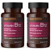 Amazon Elements Vitamin B12 Methylcobalamin 5000 mcg - Normal Energy Production and Metabolism, Immune System Support - 2 Month Supply, Berry Flavored Lozenges, 65 Count (Pack of 2)