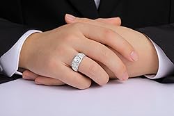 Rylos Men's Ring Sterling Silver Ring, 7MM Round