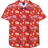 Girl Christmas Button Down Shirt Boys Xams Print Funky Party Hawaiian Beach Wear Shirts Red 9-10 Years