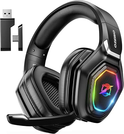 Ozeino Wireless Gaming Headset 2.4GHz 40H Battery PS5 PS4 PC USB-C