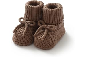 Wugugu Newborn Shoes Knitted Baby Booties Hand Crochet Knit Infant Boys Girls First Walkers Soft Crib Sock Boots