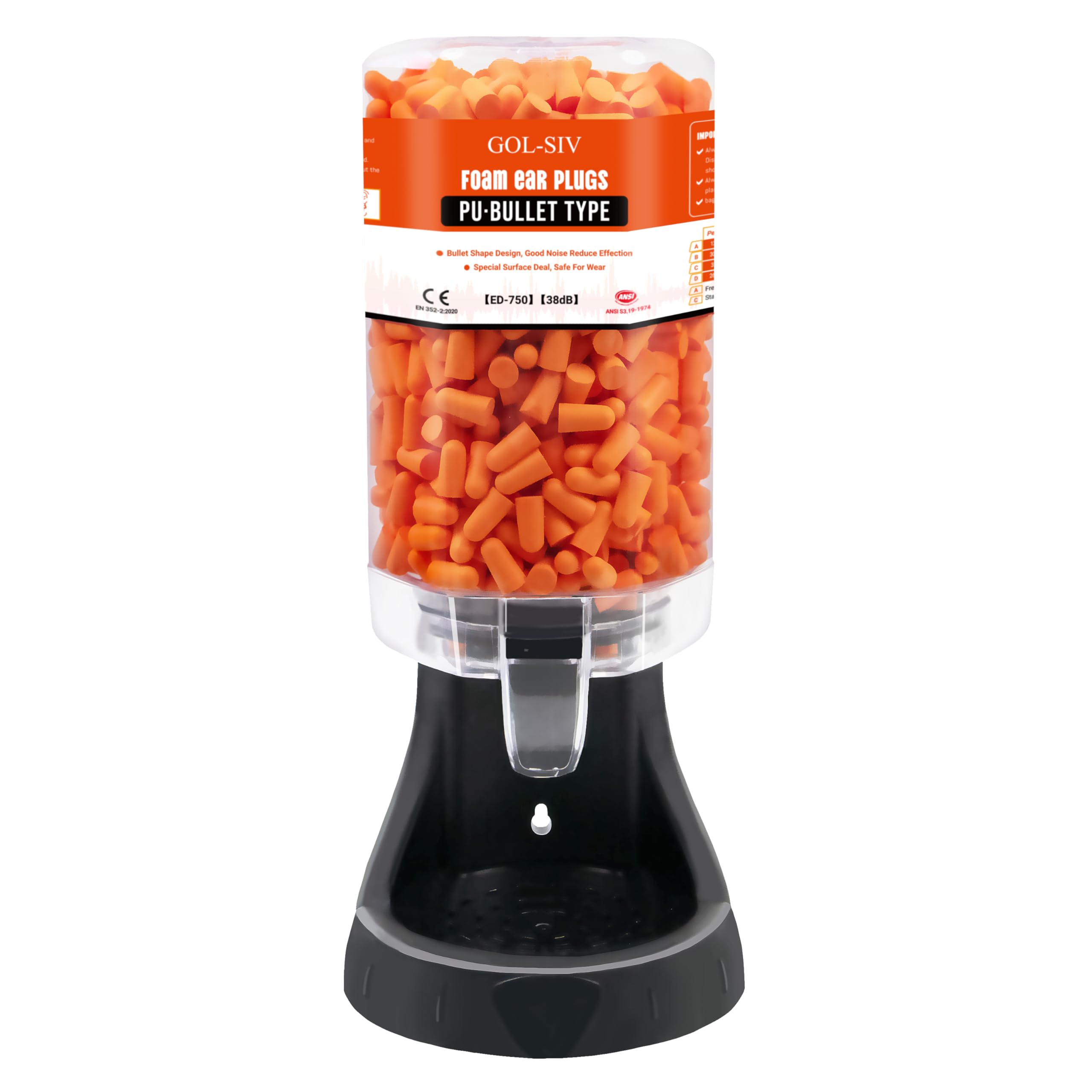 Photo 1 of GOL-SIV Ear Plugs Dispenser,with 1000Pcs Refillable SNR 38dB Foam Earplugs,Wall-Mounted,Hearing Protection for Shooting,Construction Site,Work