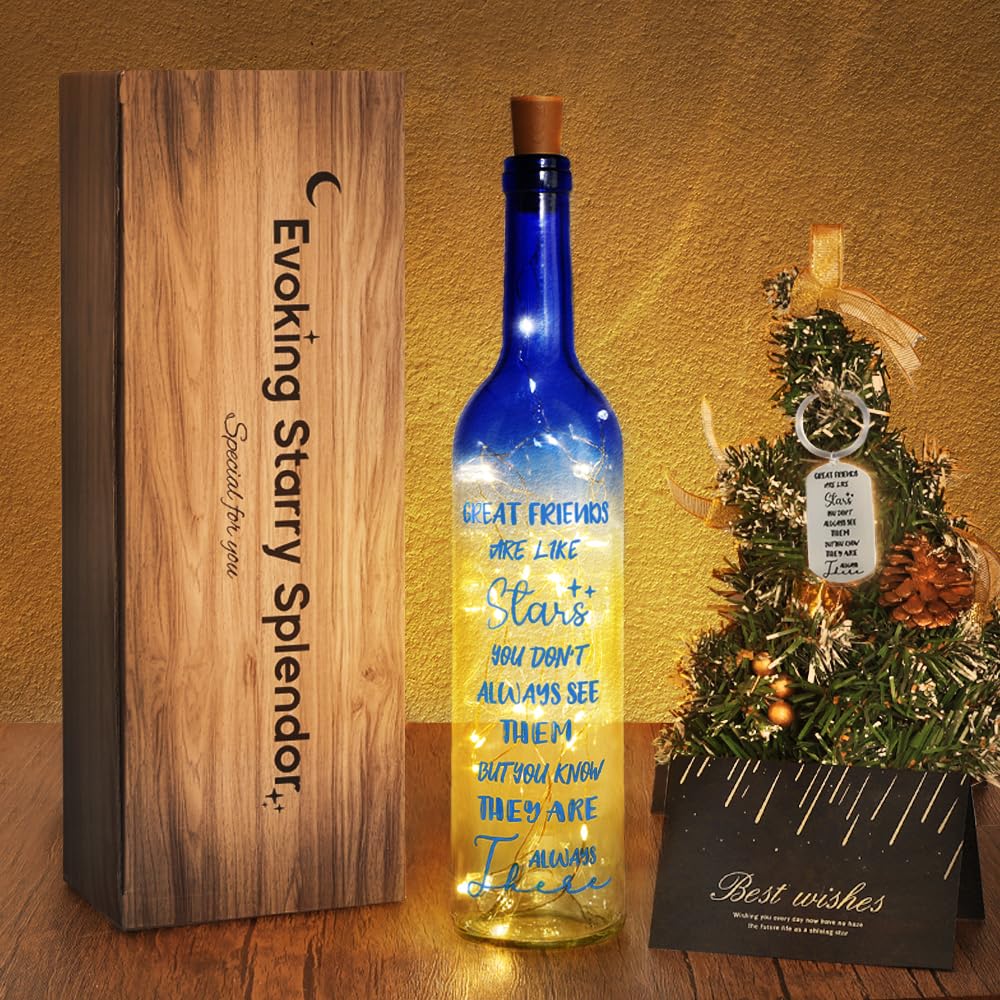 Photo 1 of Healemo 2025 Unique Friendship Gifts for Women - Wine Bottle Lights with Cork, Birthday Friendship Gift Ideas for Women Who Have Everything Girls Boys (Blue)