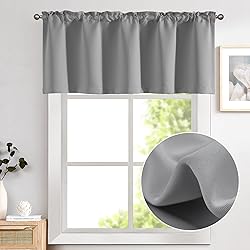 Vangao Grey Valances for Windows 18 Inch Solid