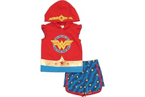 DC Comics Justice League Wonder Woman Girls Tank Top and Dolphin Active French Terry Shorts Toddler to Big Kid