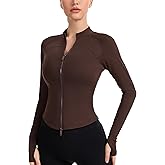 Nyvalle Women's Workout Jacket Lightweight Full Zip Running Track Jacket Slim Fit Athletic Tops with Thumb Holes