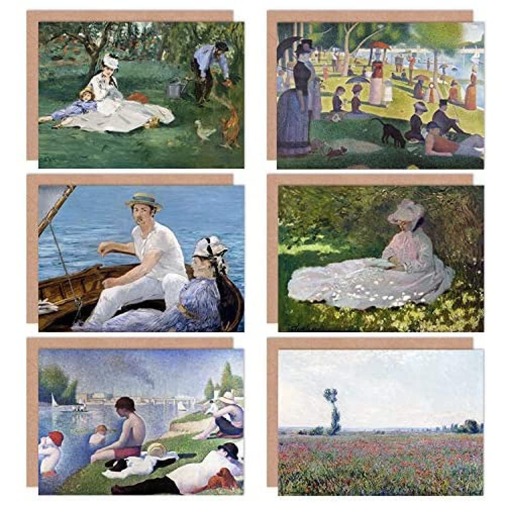 Artery8 Monet Seurat Manet Poppy Spring Bathers Sunday Garden Mixed Fine Art Greeting Card Pack of 6