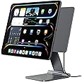 KU XIU Magnetic Wireless Charging Stand for iPad Pro 11" M4 (2024) Only, Foldable Aluminum Alloy Tablet Holder Mount for Desk, 360° Adjustable Tablet Stand for iPad Pro 11 M4 [1M USB C Cable Included]
