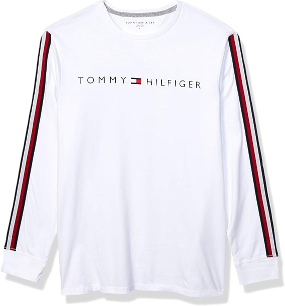 Amazon Tommy Hilfiger メンズ 長袖コットンtシャツ Us サイズ Large カラー ホワイト Tシャツ カットソー 通販