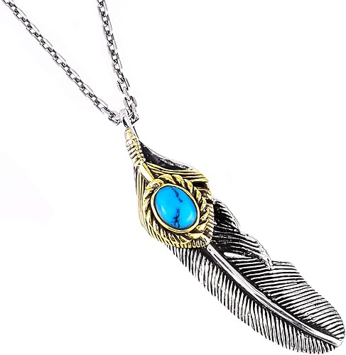 Amazon Truelements トルゥーエレメント インディアンジュエリー ターコイズ ネックレス シルバー925 羽 フェザー ペンダントトップ メンズ Tesv 0353svgd チェーン付き ネックレス ペンダント 通販