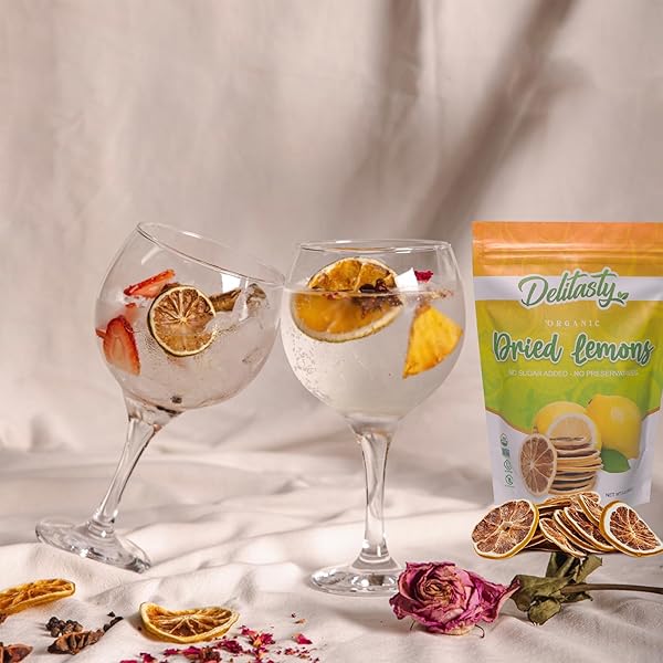 DELITASTY DRIED LEMON SLICES – DEHYDRATED FRUIT FOR COCKTAILS – DEHYDRATED LIMES FOR COCKTAILS – DRIED LIMES -PACK 3 OZ.