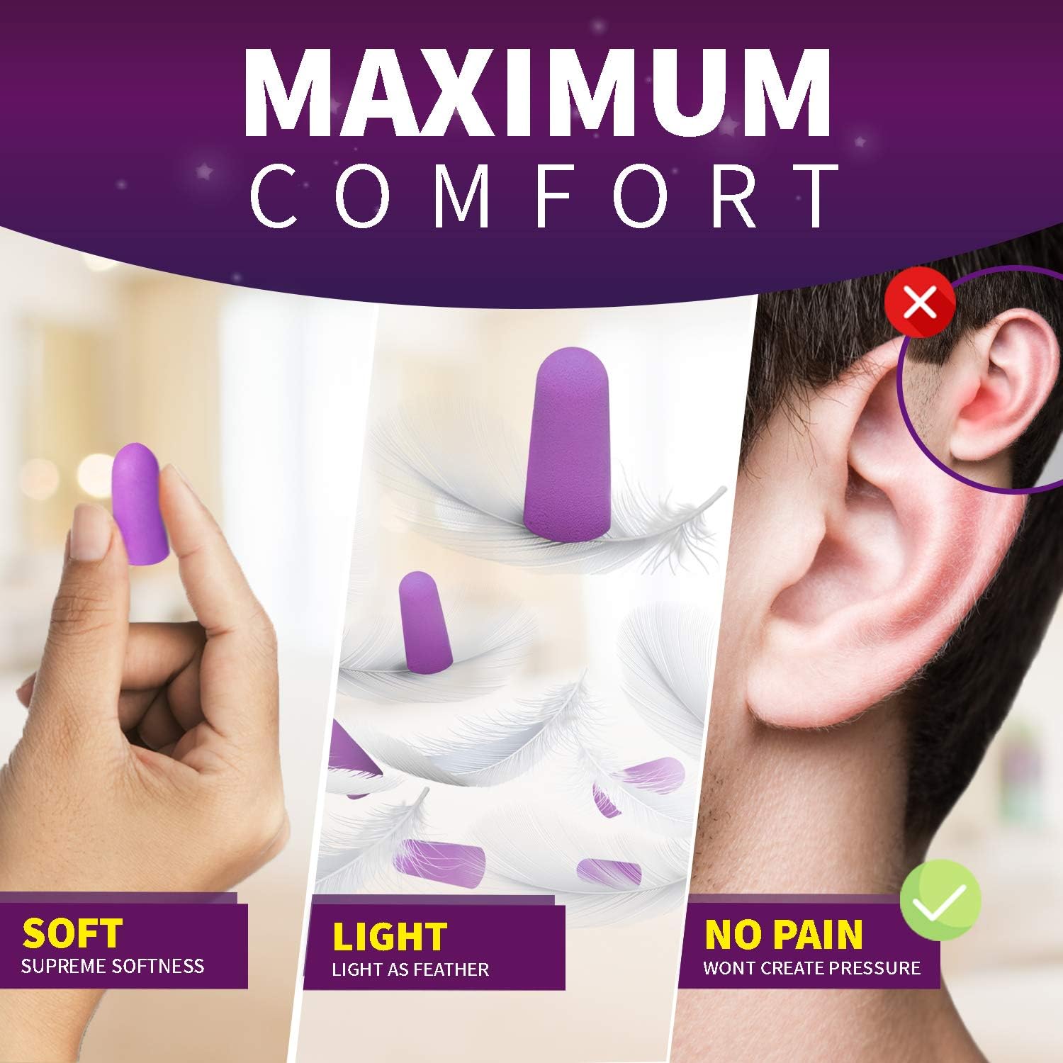 Soft Foam Ear Plugs - 25 Pairs Noise Cancelling Earplugs 32dB NRR - For Noise Reduction & Hearing Protection with Aluminum Carry Case - Perfect for Sleeping, Travel, Concerts, Shooting, Study and Work: Health & Personal Care
