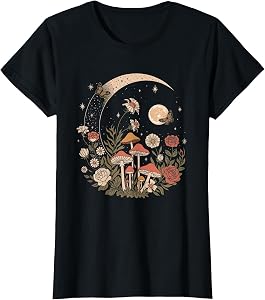 Goblincore Dark Cottage core Moon Mushrooms Aesthetic T-Shirt