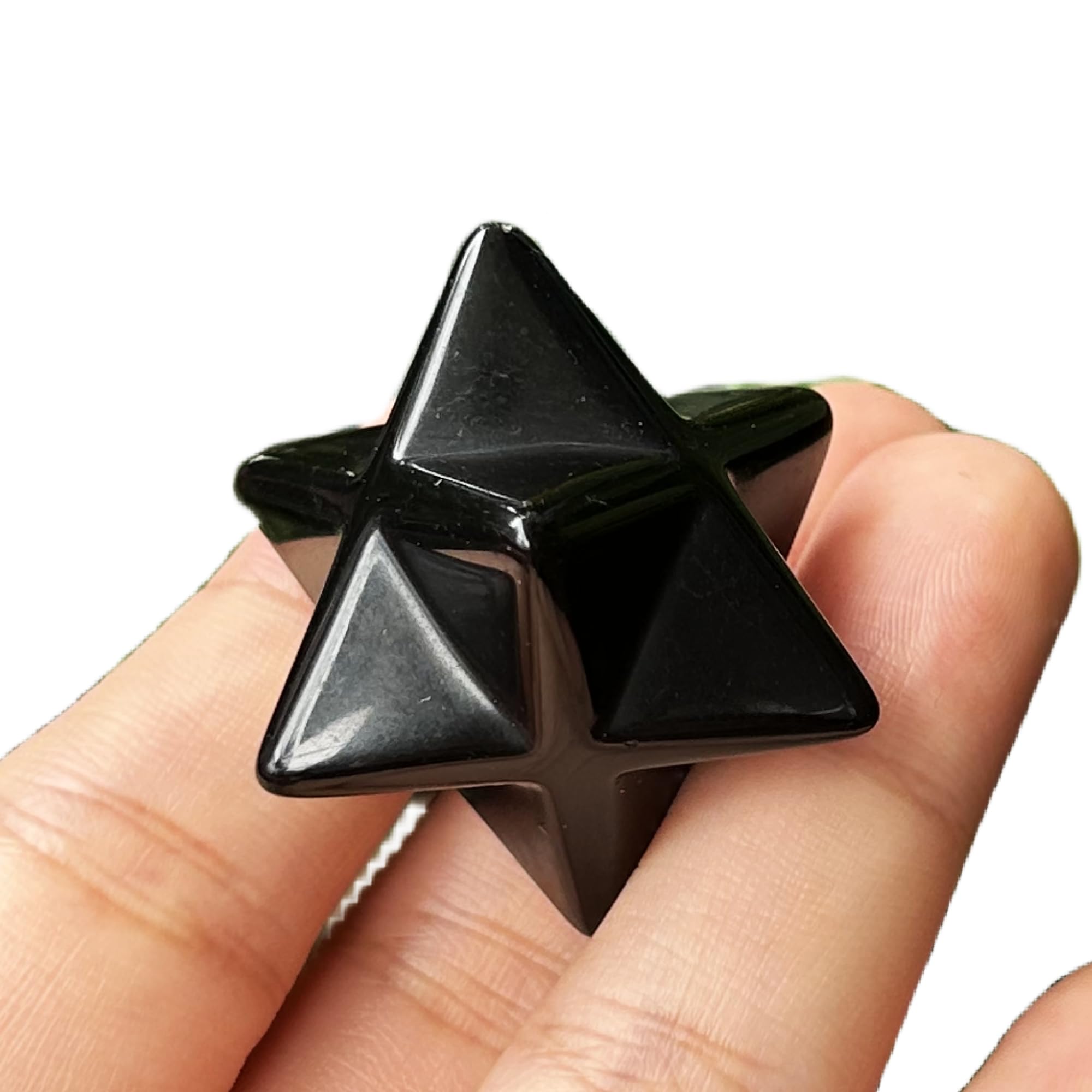 Manekieko Natural Black Obsidian Merkaba Crystal Protection Sacred Meditation Energy Healing Chakra,25mm Hexagonal Star Crystals and Healing Stone — image 1