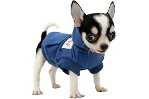 LOPHIPETS Dog Cotton Hoodies Sweatshirts for Small Dogs Chihuahua Puppy Clothes Cold Weather Coat-Navy/XXS