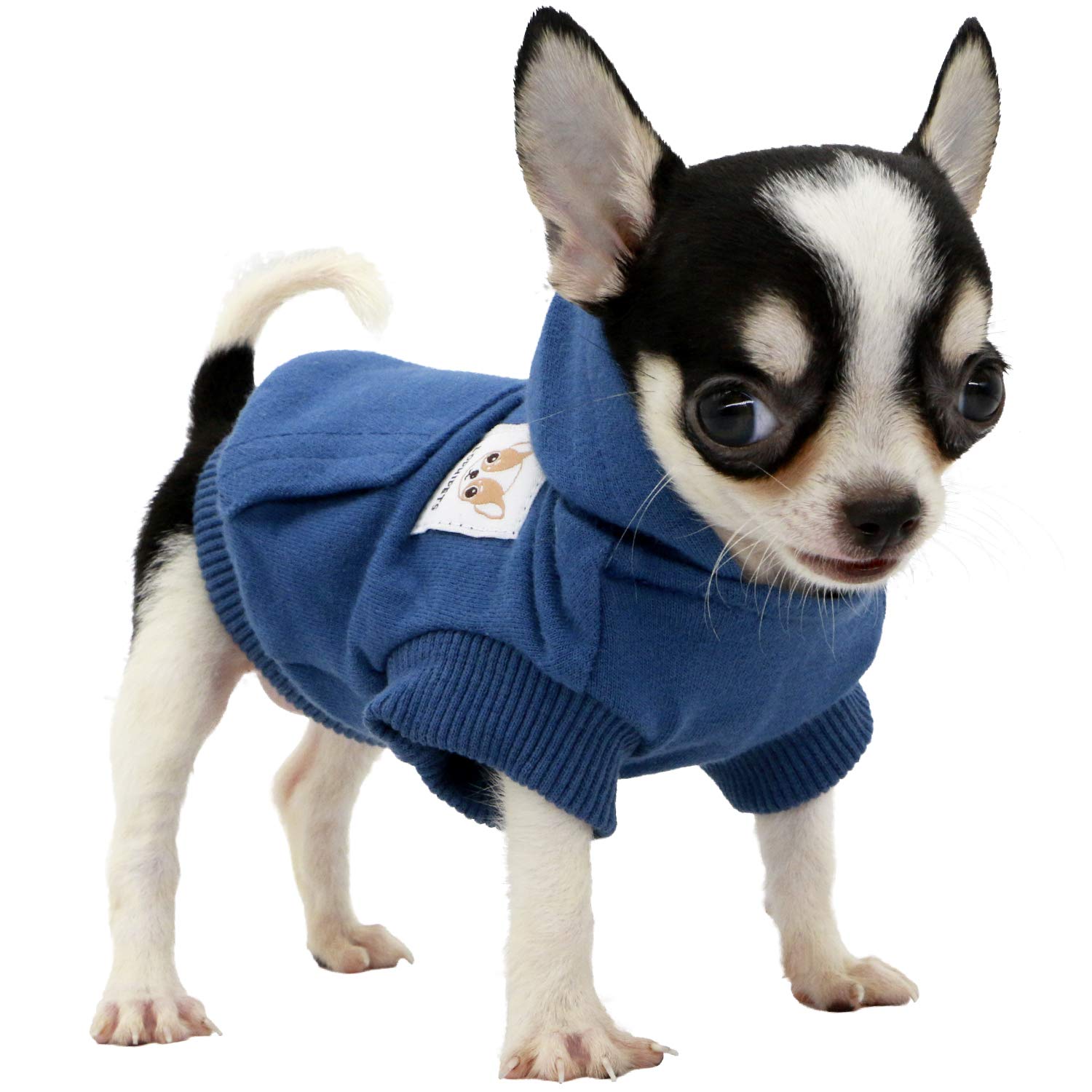 LOPHIPETS Dog Cotton Hoodies Sweatshirts for Small Dogs Chihuahua Puppy Clothes Cold Weather Coat-Navy/XXS