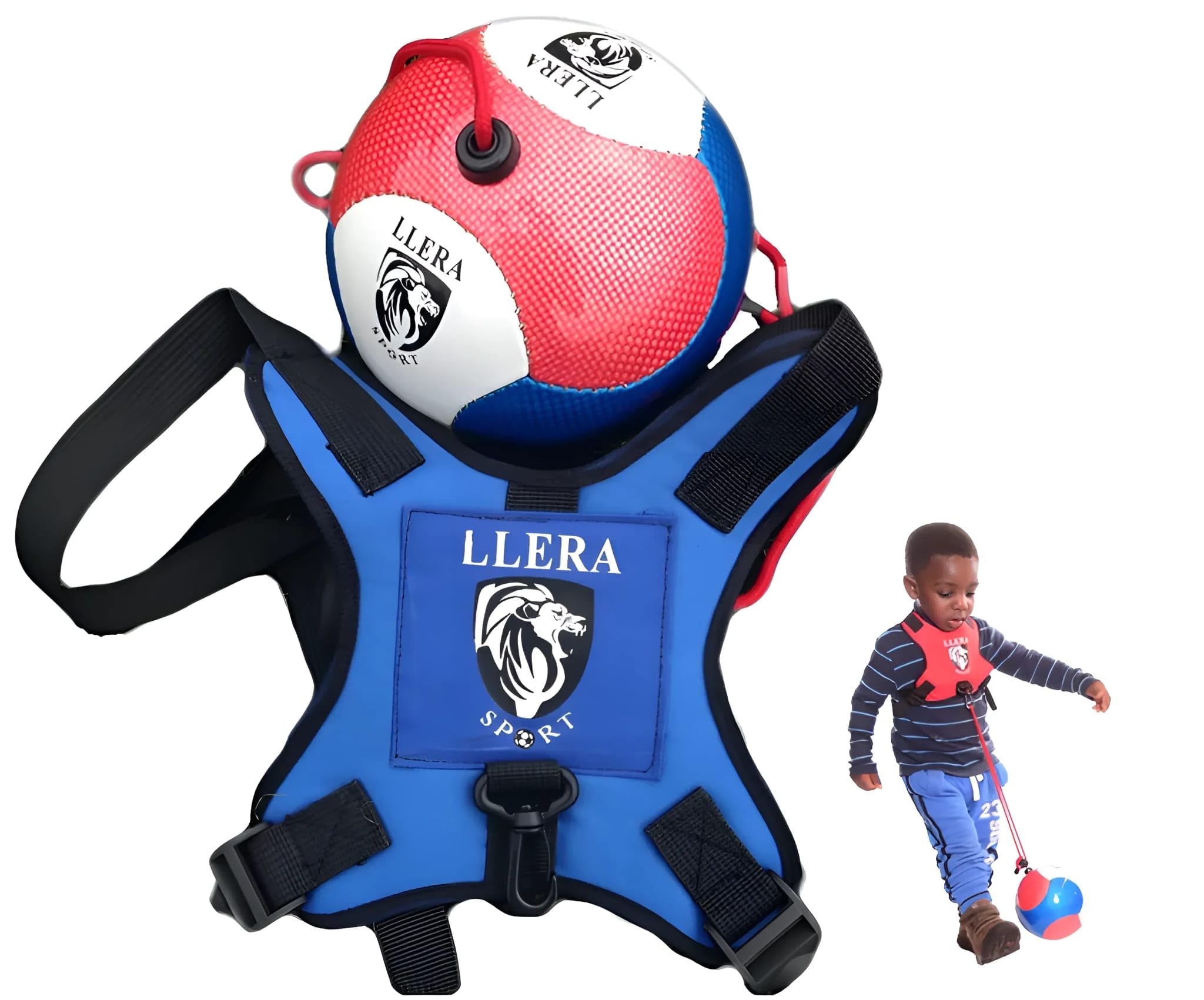 Llera SPort Kids Football Training Ball with Adjustable Harness | Size 2 Kick Trainer for Ages 2–6 | Motor Skills Development
