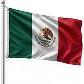 DMSE Mexico National Flag, 2ft x 3ft - Fade-Resistant Outdoor &amp; Indoor Flag - Quad-Stitched Fly End &amp; Heavy-Duty Brass Grommets (2ft x 3ft)
