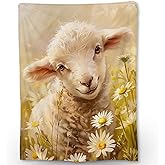 Ti Caldi Cute Sheep Blanket - Soft Cozy Lightweight Animal Flannel Throw Blanket for Adults Kids, Warm Fluffy Fuzzy Blankets for Couch, Bed, Travel, Outdoor Use, Home Decor 60×50 in