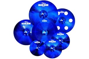 PLADRUBO Titanium Color Cymbals Set – 7-Piece Drum Cymbal Pack for Acoustic Kits – Red/Blue/Black – Lightweight, Durable & Stage-Ready – Direct from Manufacturer (Blue)