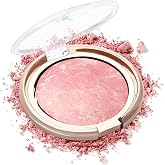 Baked Blush for Cheeks, Peach Pink Shimmer Blusher Powder Palette for Women | Lightweight, Long Lasting, Glow Marbleized, Eyeshadow &amp; Highlighter, Thanksgiving, Christmas, Face Makeup for Women Girl